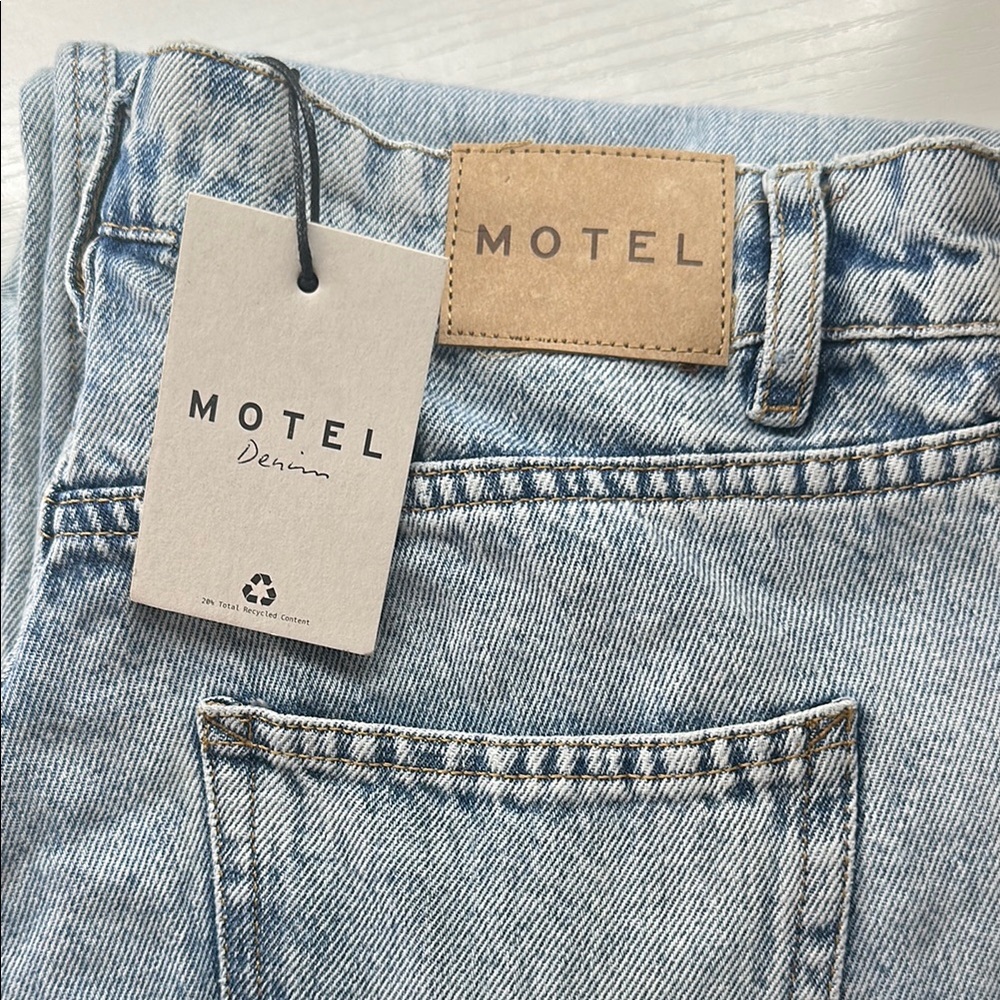 Motel Rocks Light Blue Straight Leg Jeans - Picture 4 of 4